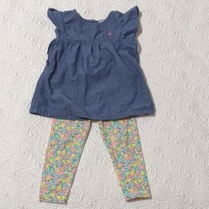 *CCO* Chambray top with Floral Leggings